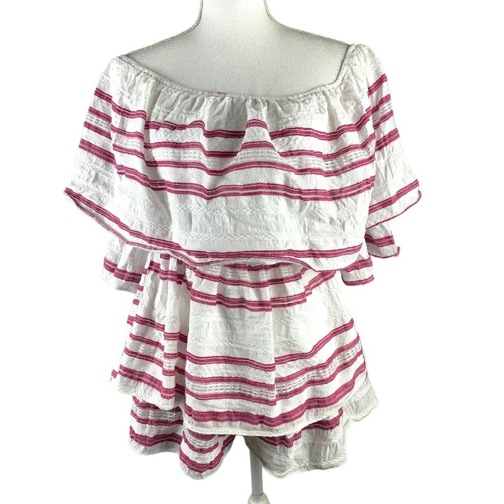 ASOS Striped Off the Shoulder Tiered Romper Size 4